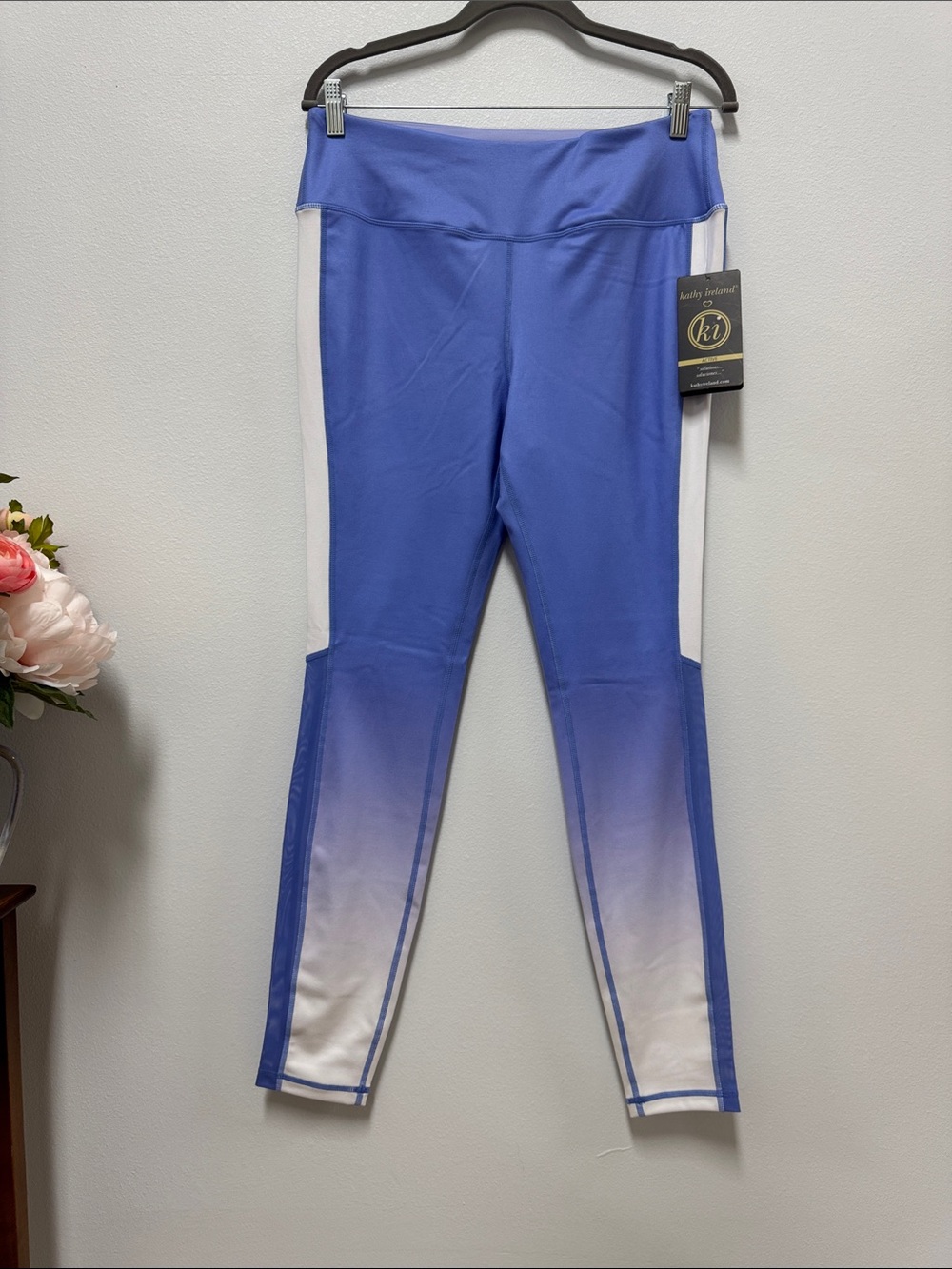 kathy ireland Purple-Blue Ombre Workout Leggings with White Side Panels